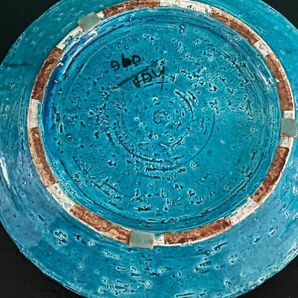 Aldo Londi Bitossi Lacrima Remini Blue Ceramic Ashtray Italy MCM Vintage RARE - Picture 4 of 5